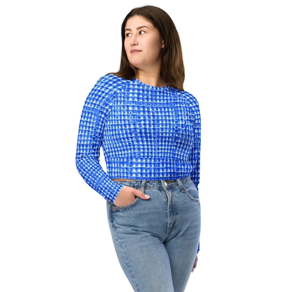 Azure Matrix on Long Sleeve Crop Top — Front