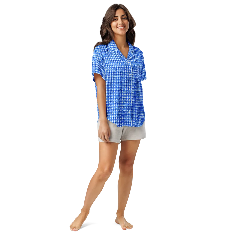 Azure Matrix on Women's Short Sleeve Pajama Top — Front