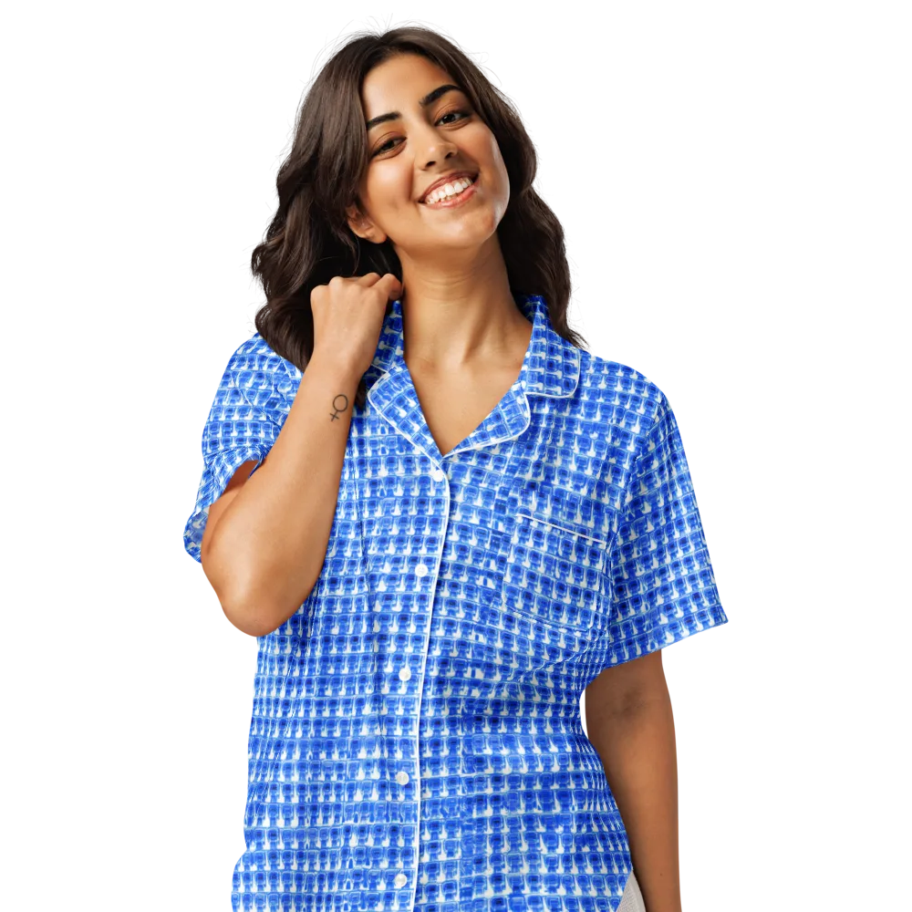Azure Matrix on Women's Short Sleeve Pajama Top — Front