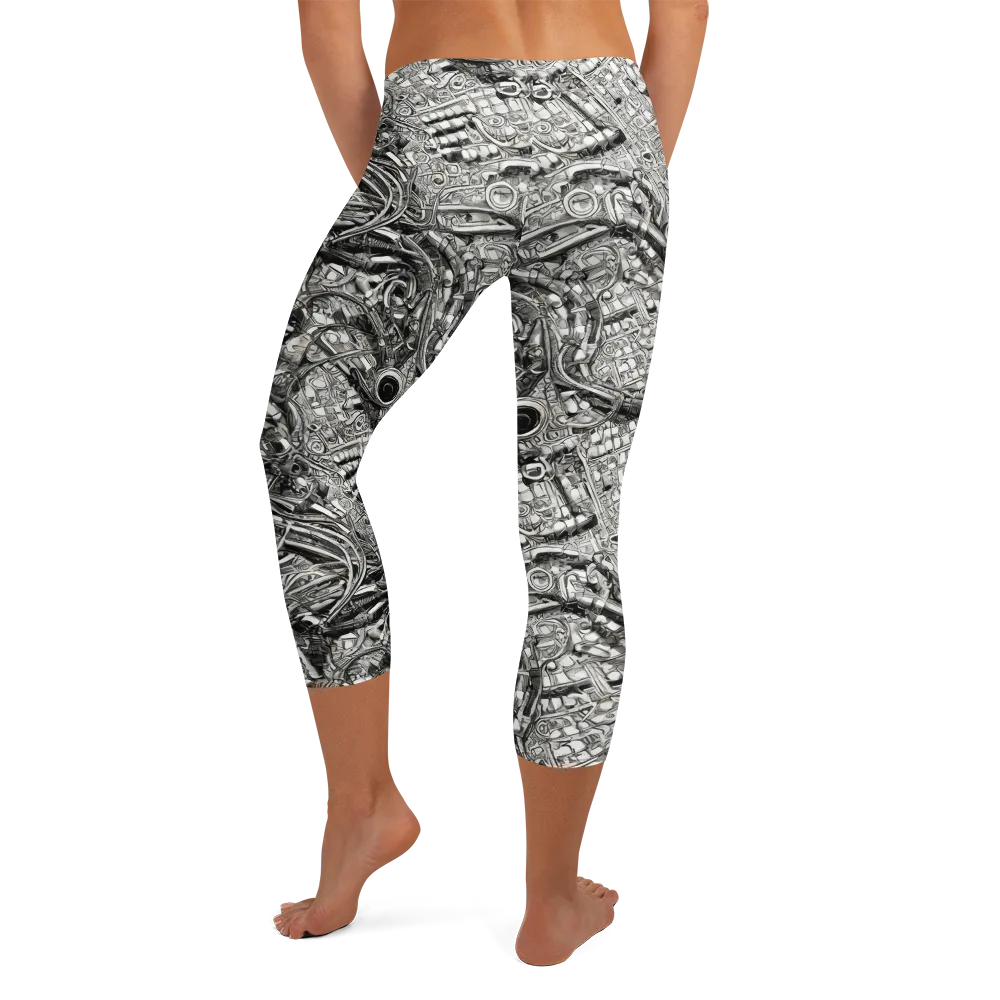 Chrome Labyrinth on Capri Leggings — Back