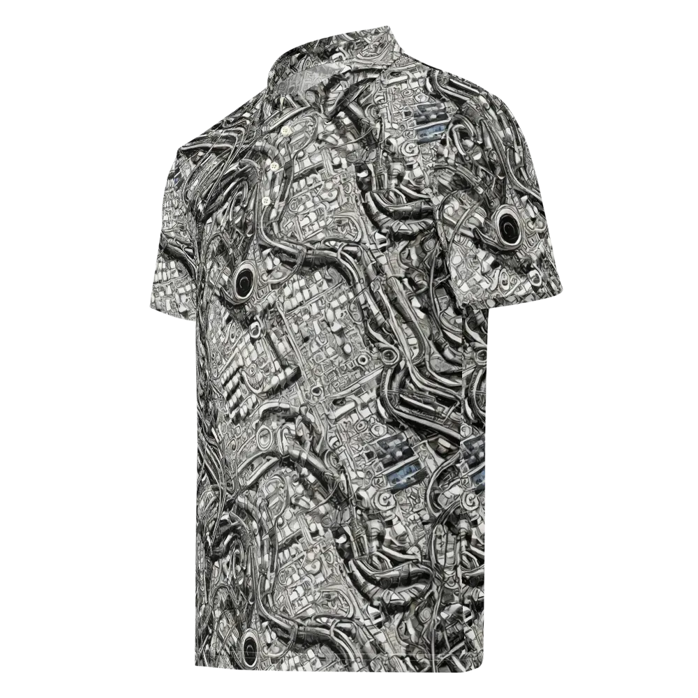 Chrome Labyrinth on Men's Slim Fit Polo Shirt — Left Front