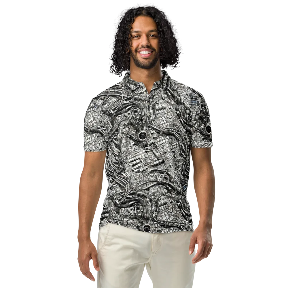 Chrome Labyrinth on Men's Slim Fit Polo Shirt — Front