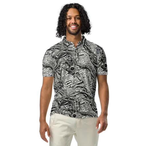 Chrome Labyrinth on a Men's Slim Fit Polo Shirt