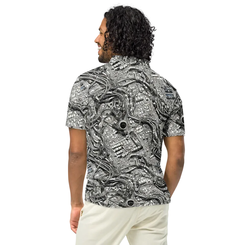 Chrome Labyrinth on Men's Slim Fit Polo Shirt — Back
