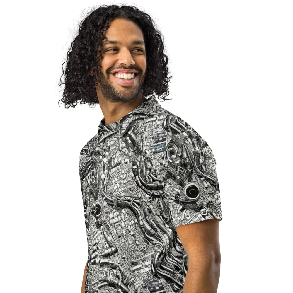 Chrome Labyrinth on Men's Slim Fit Polo Shirt — Left Front