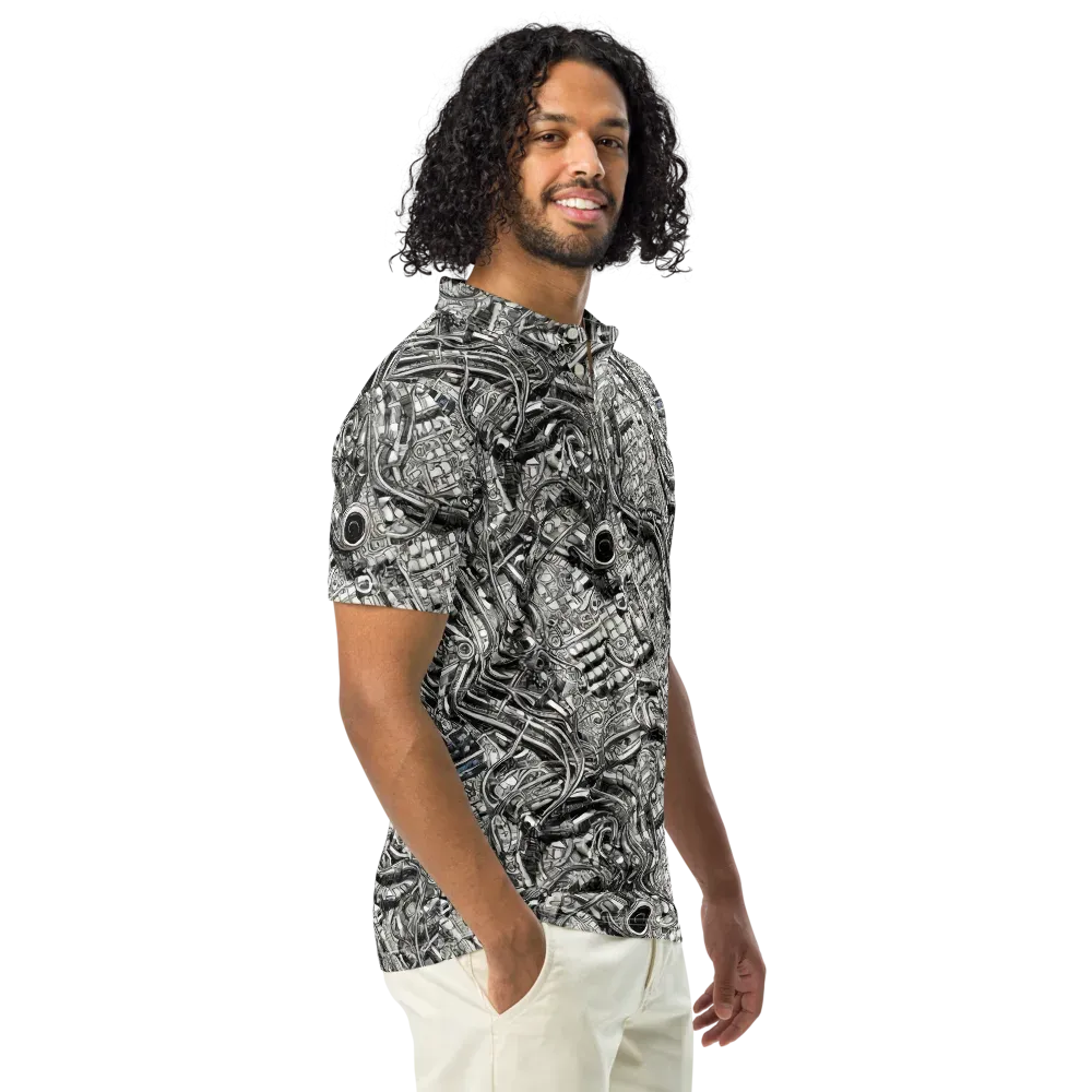 Chrome Labyrinth on Men's Slim Fit Polo Shirt — Right Front
