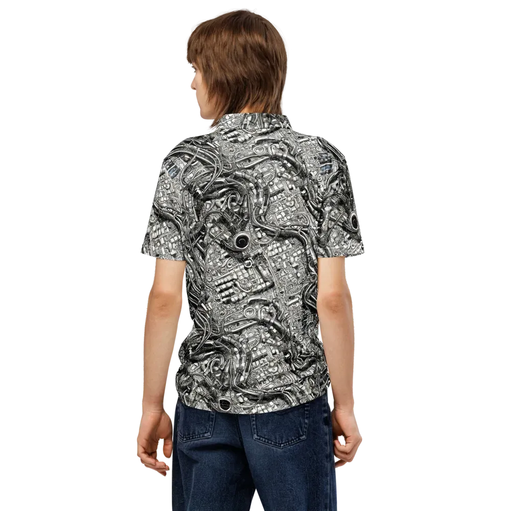 Chrome Labyrinth on Men's Slim Fit Polo Shirt — Back