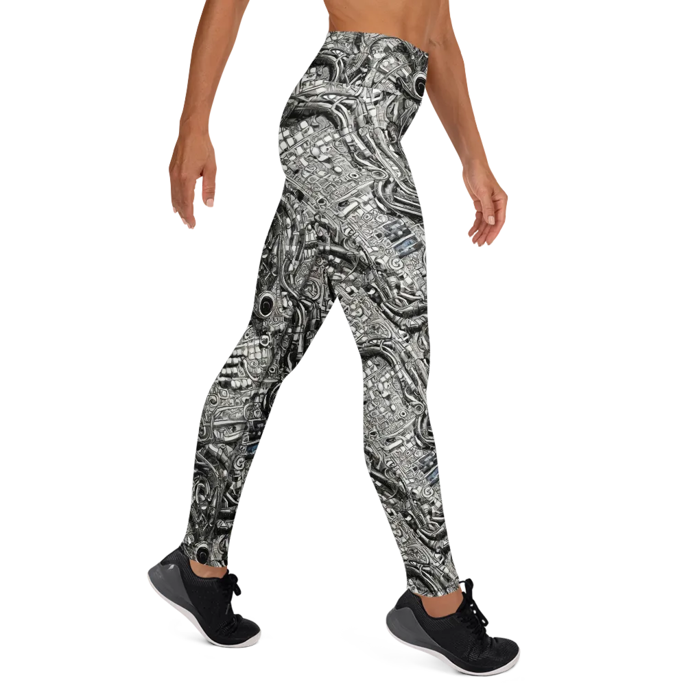 Chrome Labyrinth on Yoga Leggings — Right
