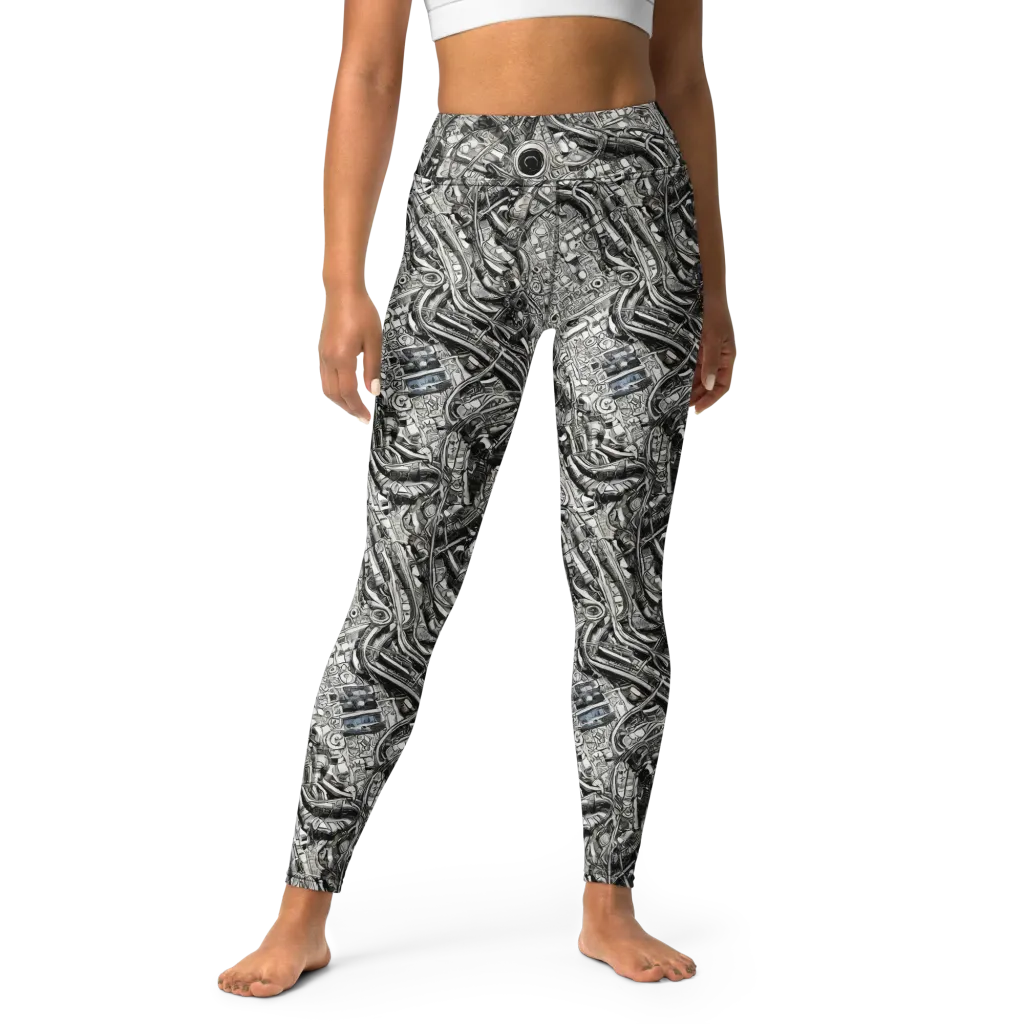 Chrome Labyrinth on Yoga Leggings — Front