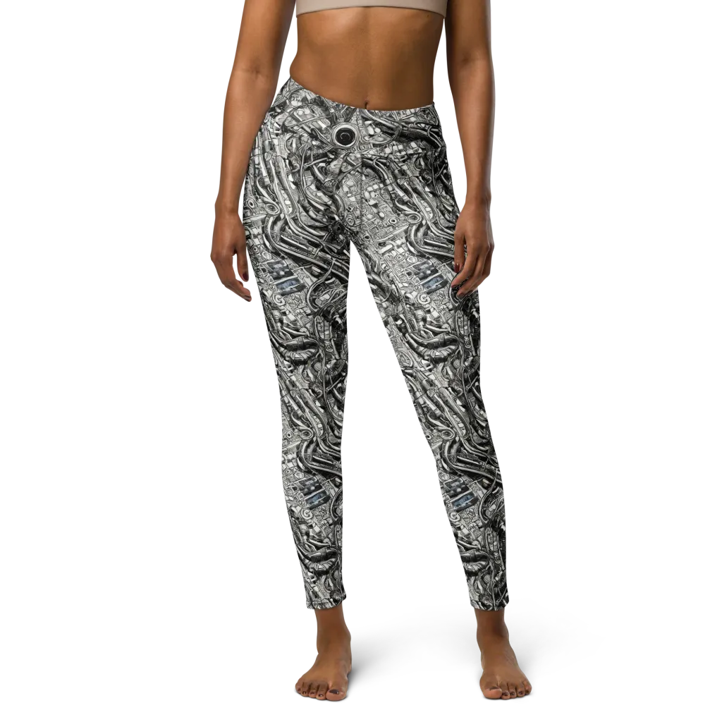 Chrome Labyrinth on Yoga Leggings — Front