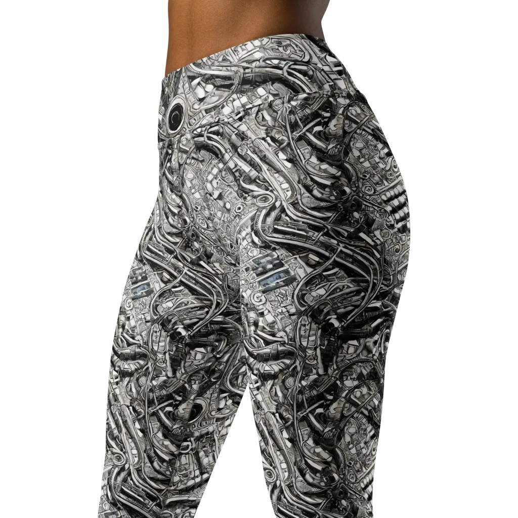 Chrome Labyrinth on Yoga Leggings — Left Front