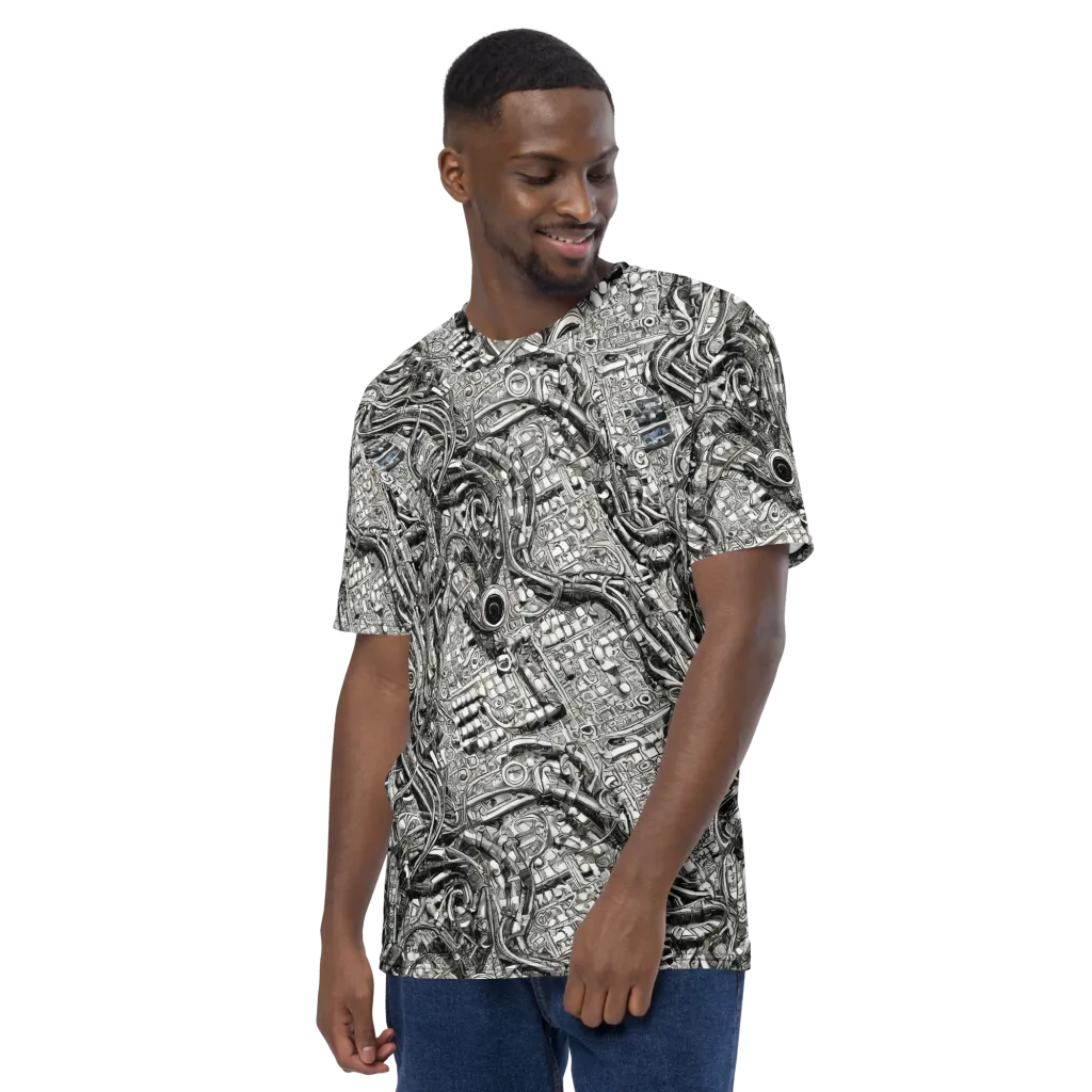 Chrome Labyrinth on Men's Crew Neck T-Shirt — Left