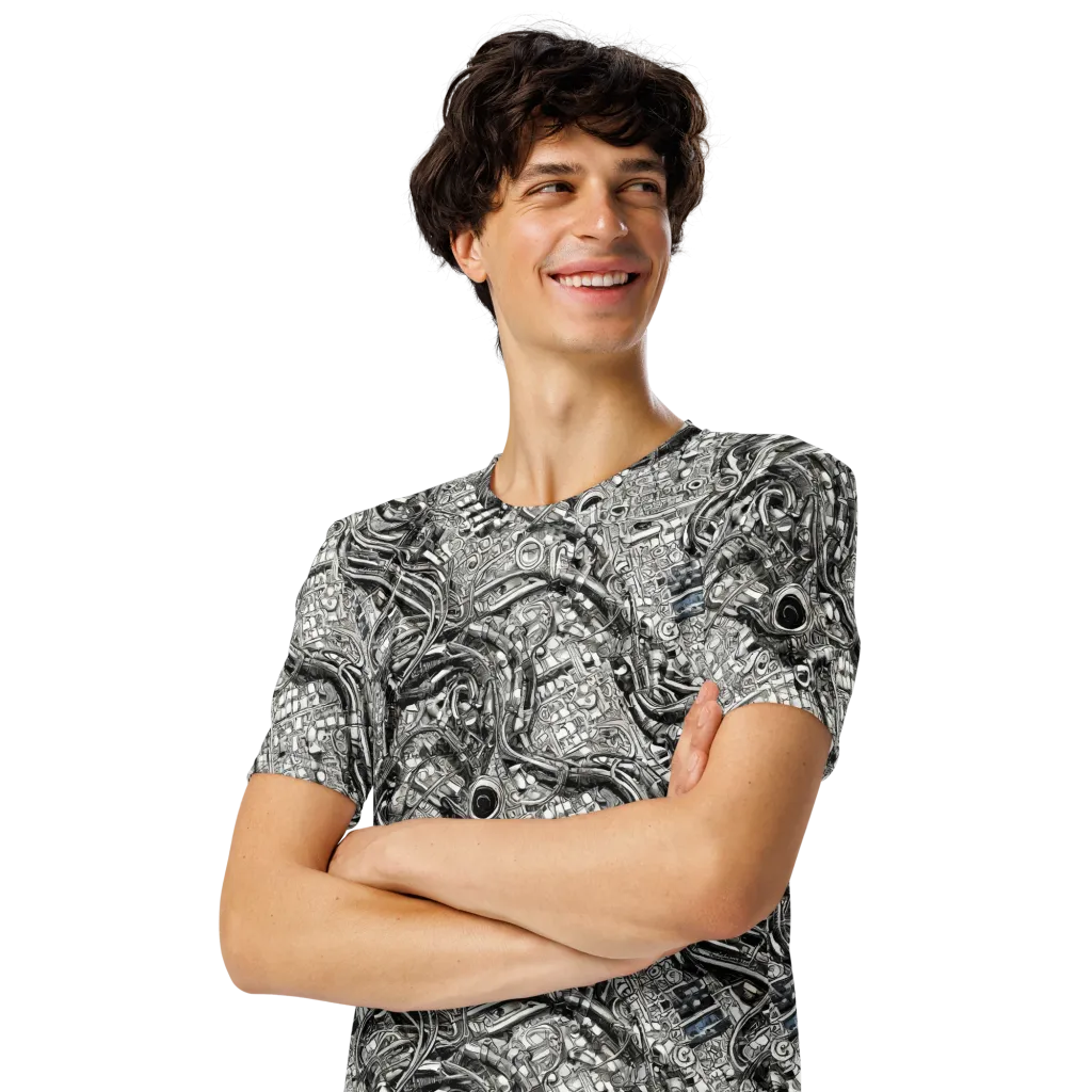 Chrome Labyrinth on Men's Crew Neck T-Shirt — Left Front