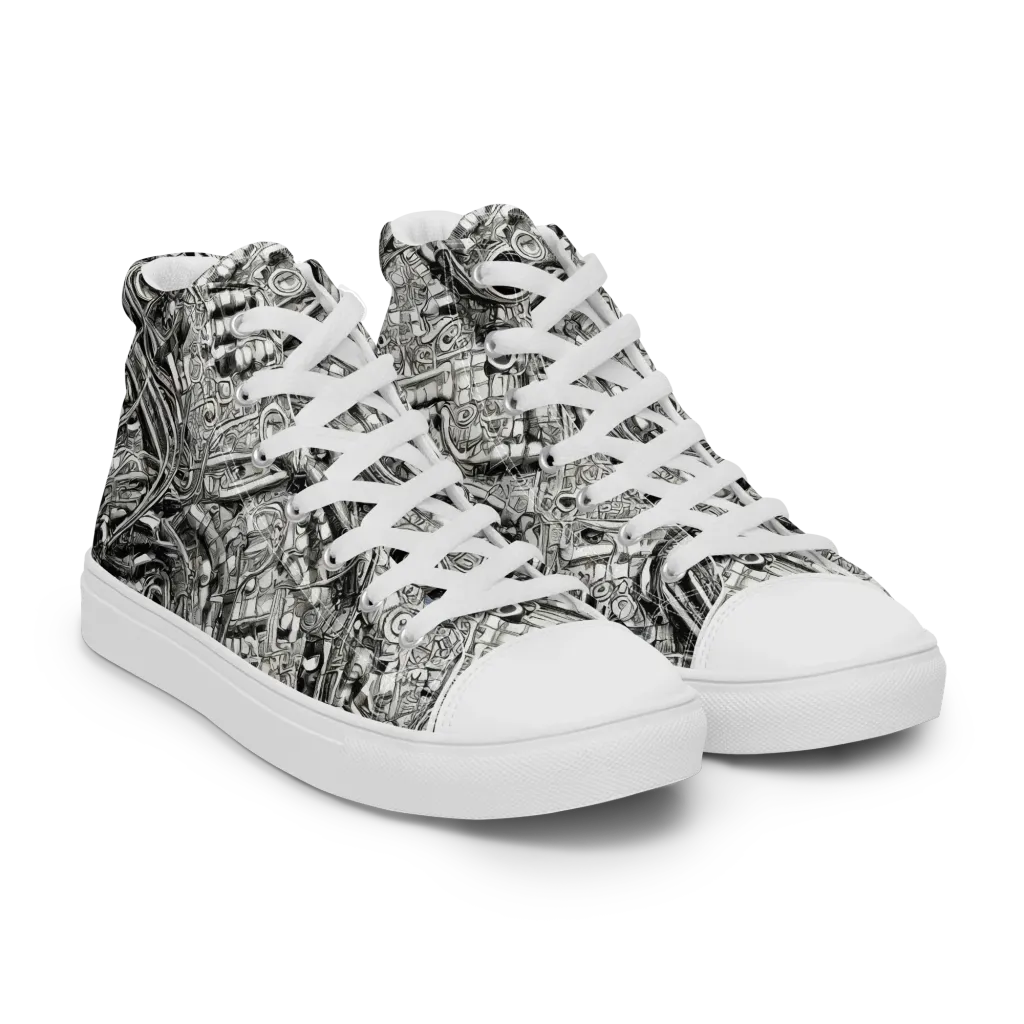 Chrome Labyrinth on Men's High Top Canvas Shoes — Right Front