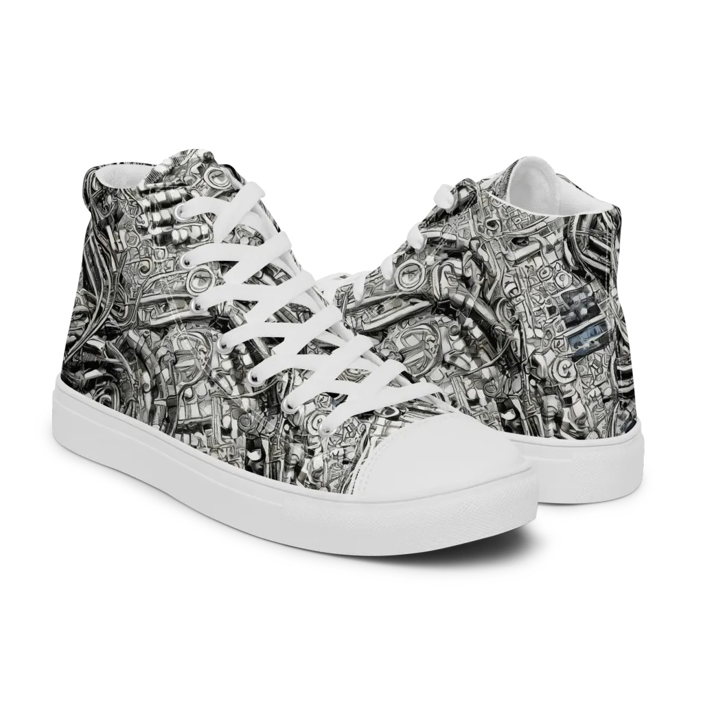 Chrome Labyrinth on Men's High Top Canvas Shoes — Right