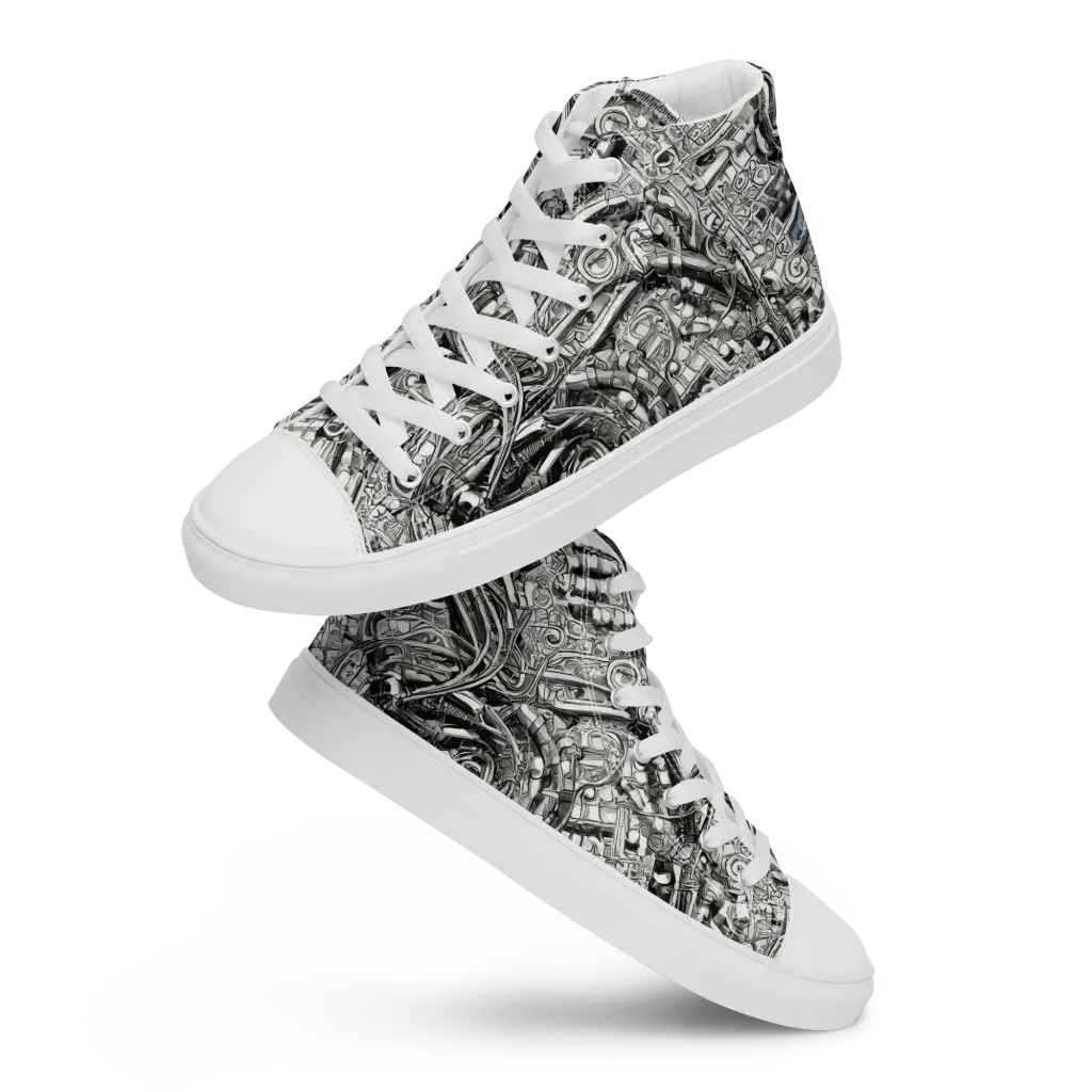 Chrome Labyrinth on Men's High Top Canvas Shoes — Front