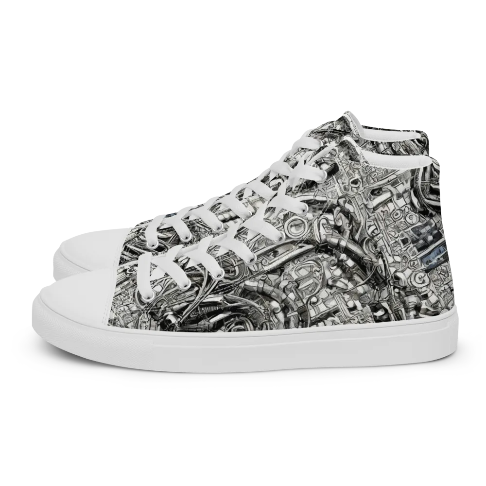 Chrome Labyrinth on Women's High Top Canvas Shoes — Left