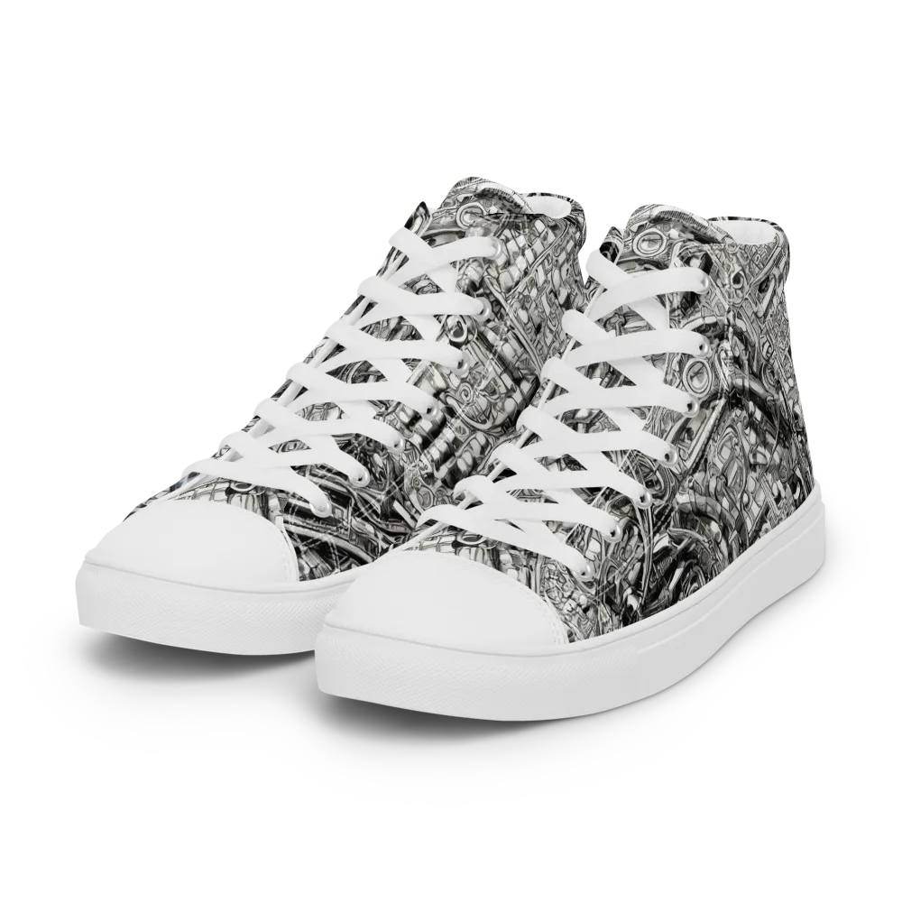 Chrome Labyrinth on Women's High Top Canvas Shoes — Left Front