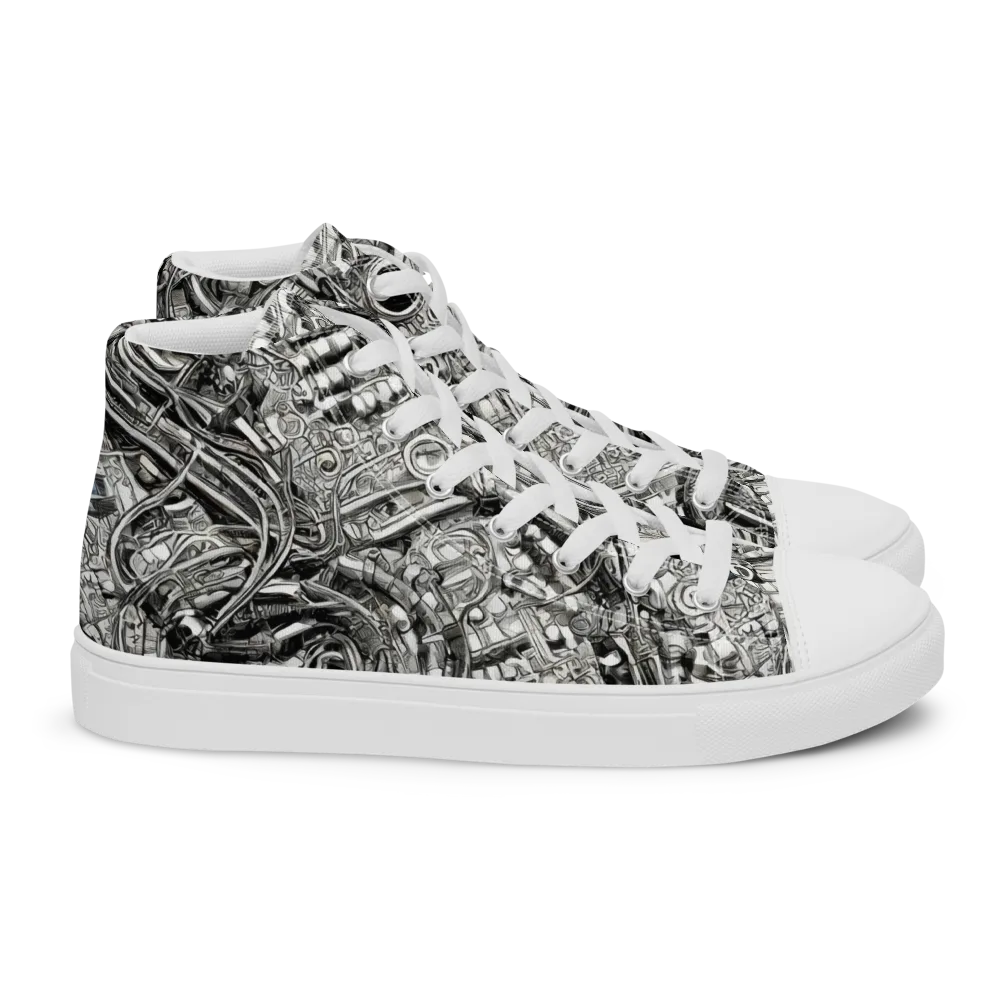 Chrome Labyrinth on Women's High Top Canvas Shoes — Right