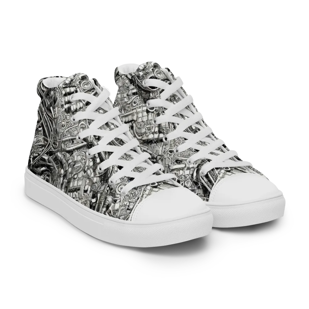 Chrome Labyrinth on Women's High Top Canvas Shoes — Right Front