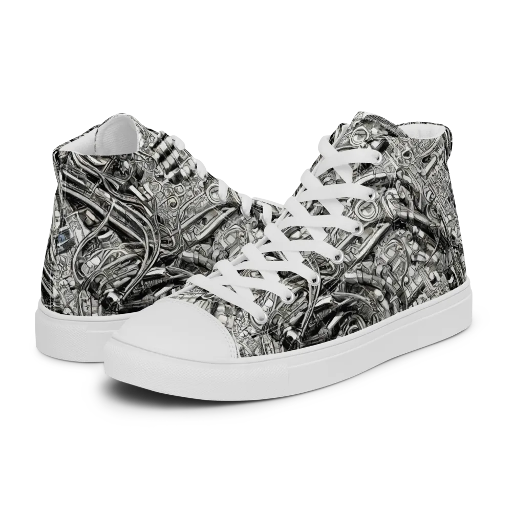 Chrome Labyrinth on Women's High Top Canvas Shoes — Left