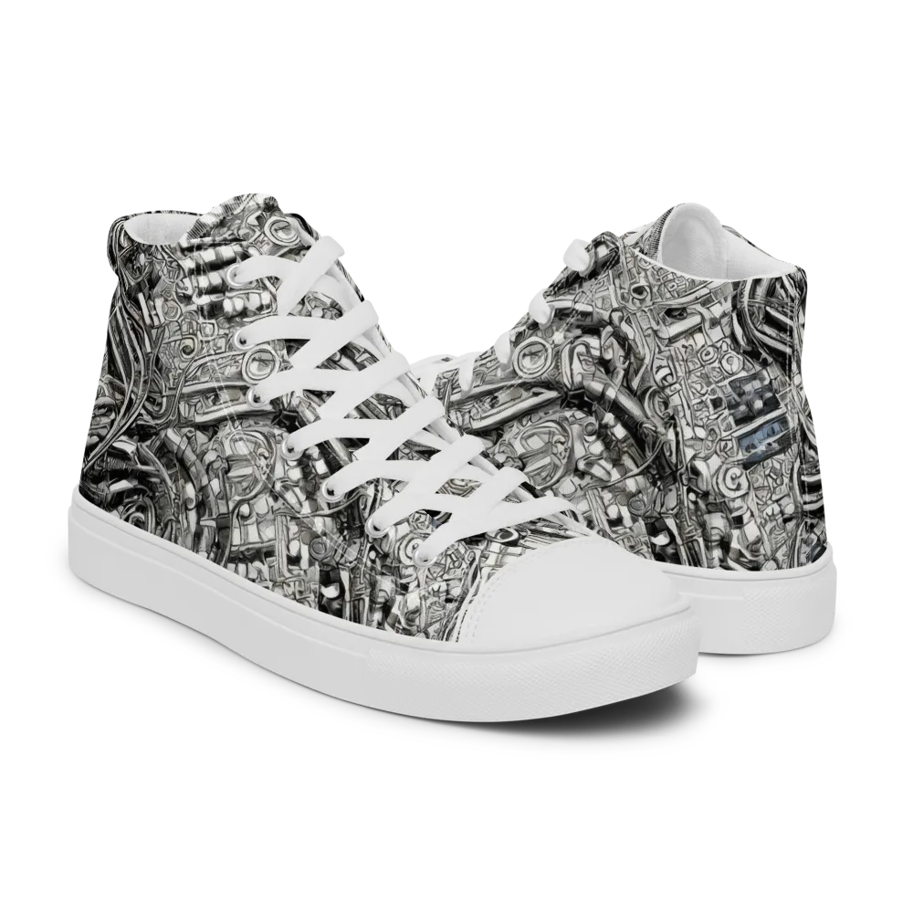 Chrome Labyrinth on Women's High Top Canvas Shoes — Right