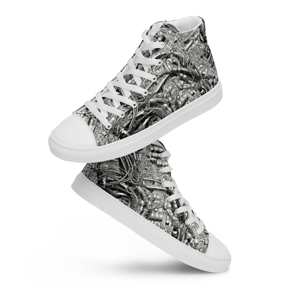 Chrome Labyrinth on Women's High Top Canvas Shoes — Front