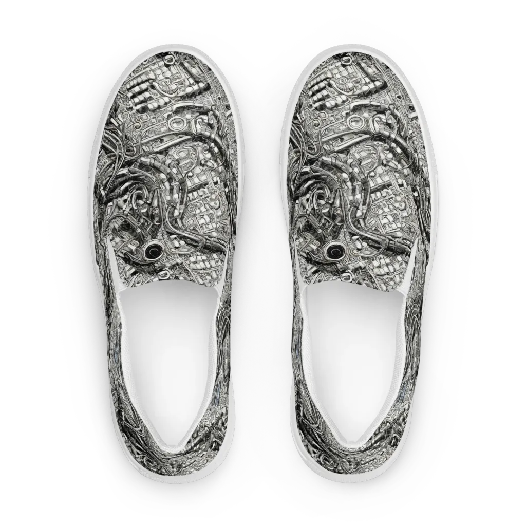 Chrome Labyrinth on Men's Slip-On Canvas Shoes — Front