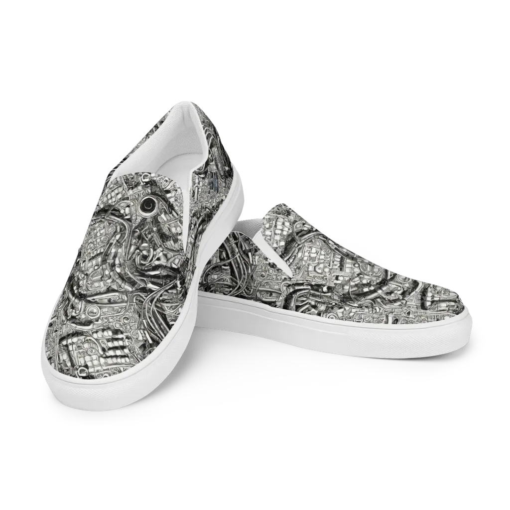 Chrome Labyrinth on Men's Slip-On Canvas Shoes — Left Front