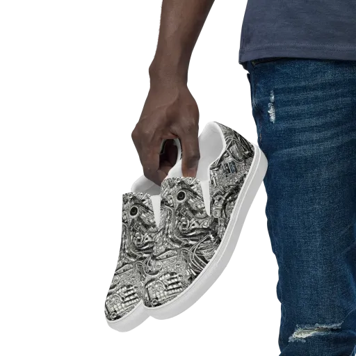 Chrome Labyrinth on a Men's Slip-On Canvas Shoes
