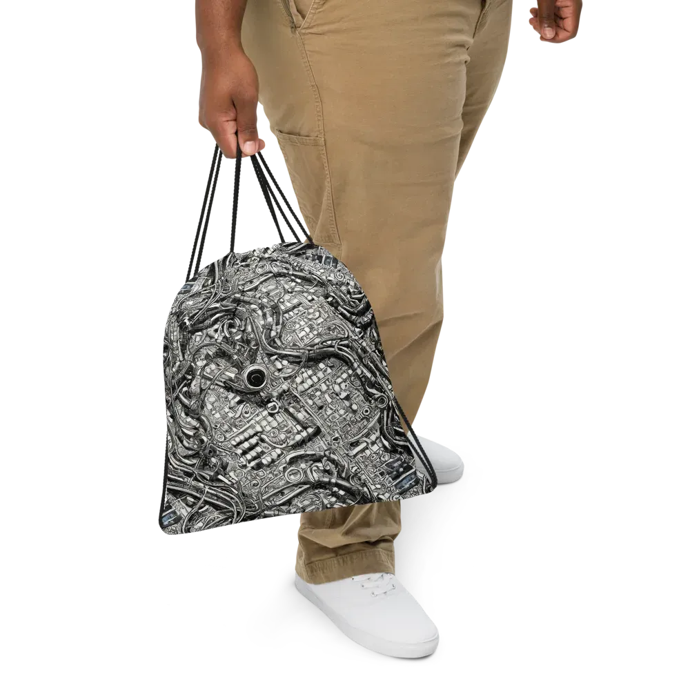 Chrome Labyrinth on Drawstring Bag — Front