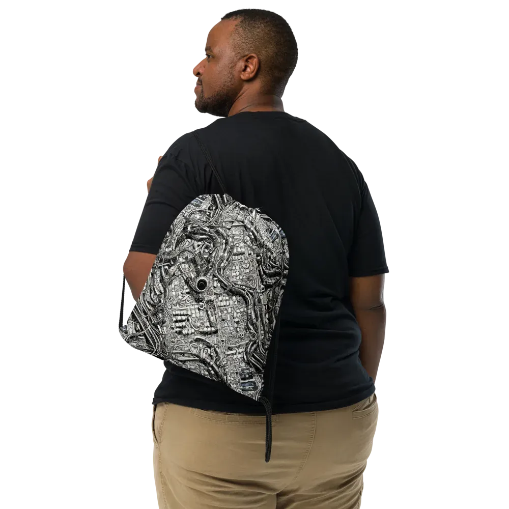 Chrome Labyrinth on Drawstring Bag — Front