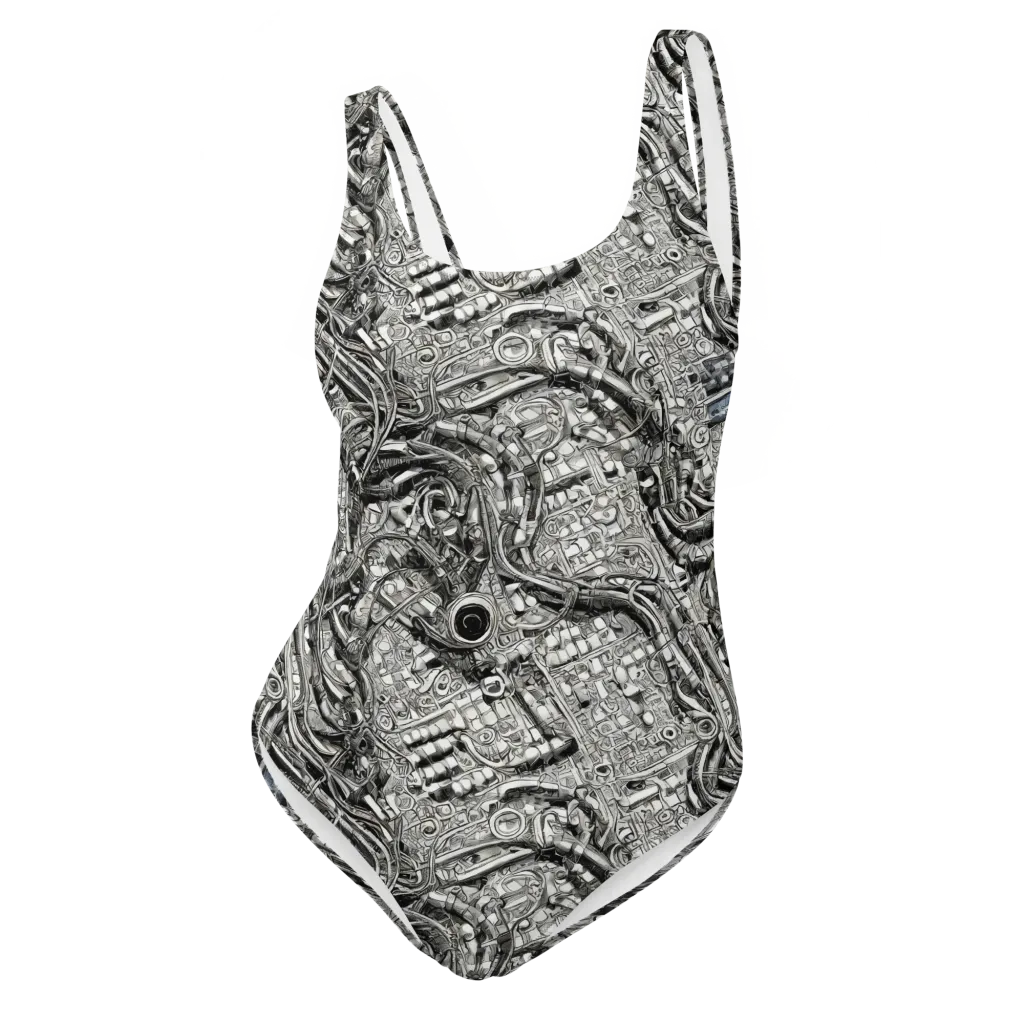Chrome Labyrinth on One-Piece Swimsuit — Front