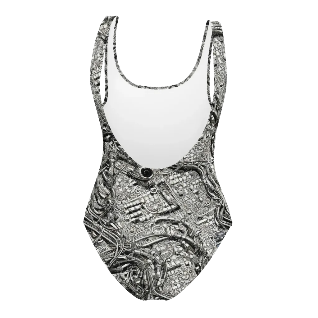 Chrome Labyrinth on One-Piece Swimsuit — Back