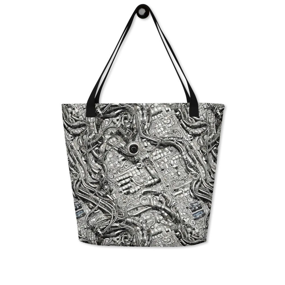 Chrome Labyrinth on Large Tote Bag W/ Pocket — Front
