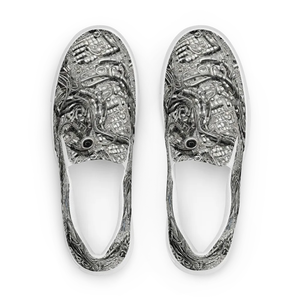Chrome Labyrinth on Women's Slip-On Canvas Shoes — Front