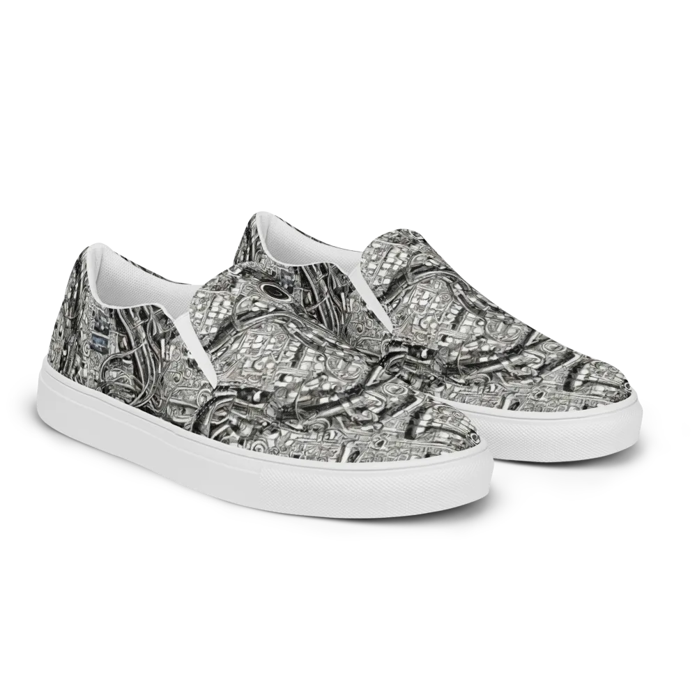 Chrome Labyrinth on Women's Slip-On Canvas Shoes — Right Front