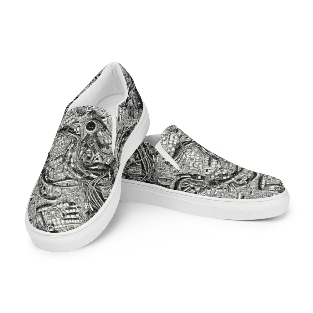 Chrome Labyrinth on Women's Slip-On Canvas Shoes — Left Front