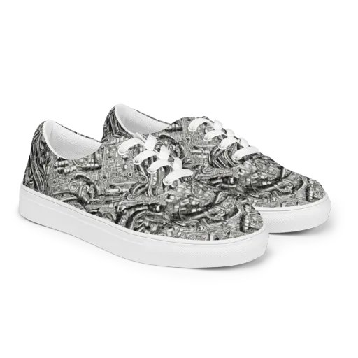 Chrome Labyrinth on a Men's Lace-Up Canvas Shoes