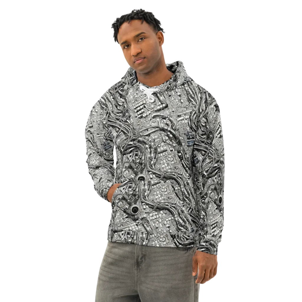 Chrome Labyrinth on Cotton Hoodie — Left Front