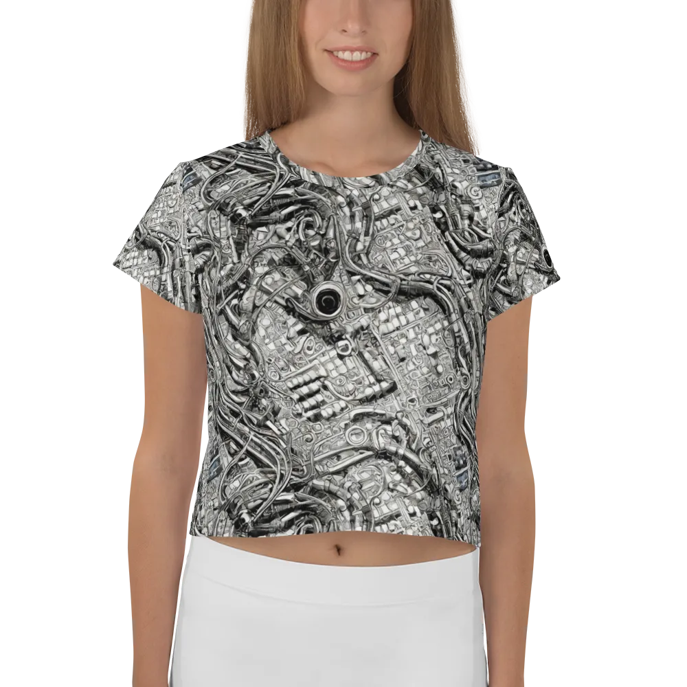 Chrome Labyrinth on Crop Tee — Front