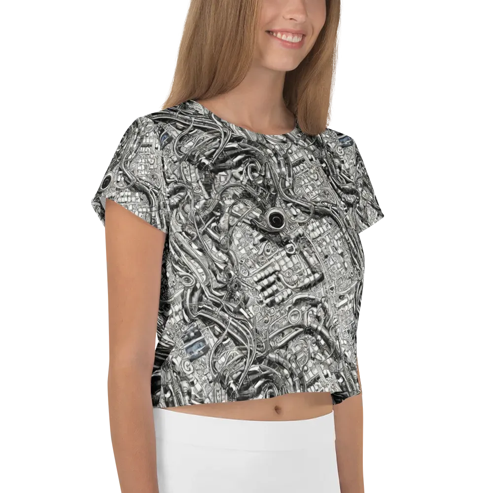 Chrome Labyrinth on Crop Tee — Right