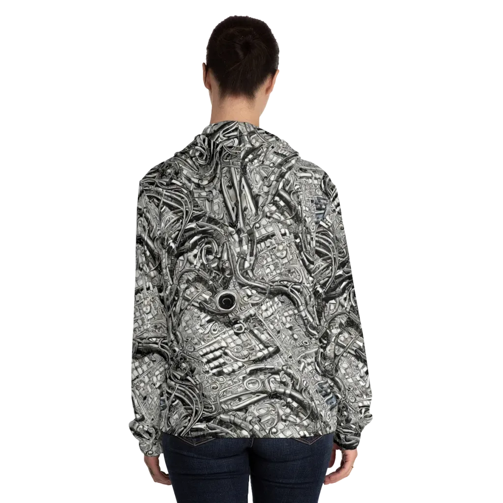 Chrome Labyrinth on Women's Full-Zip Hoodie — Back On Person