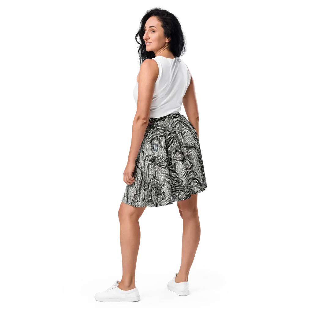 Chrome Labyrinth on Skater Skirt — Back