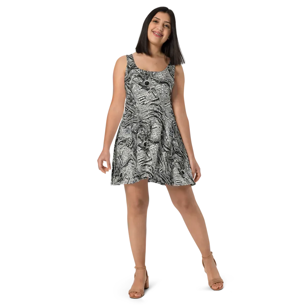 Chrome Labyrinth on Skater Dress — Front