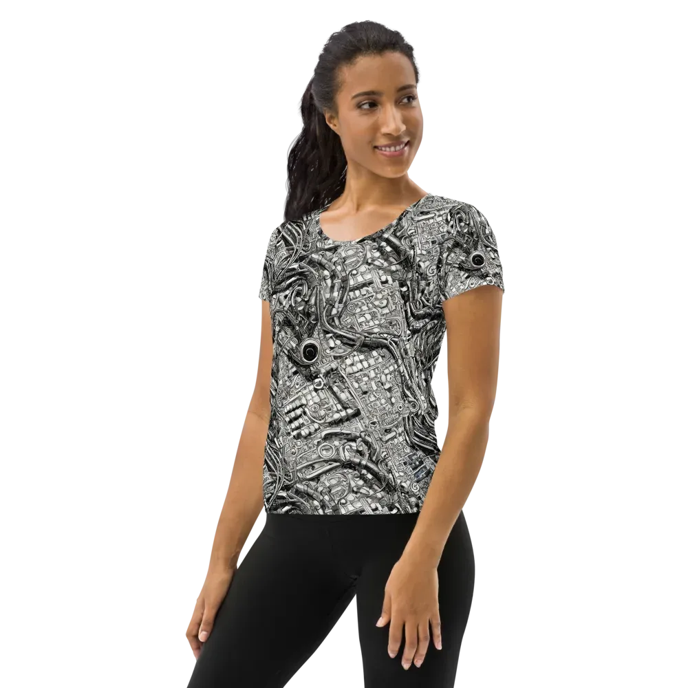 Chrome Labyrinth on Women's Athletic T-Shirt — Left