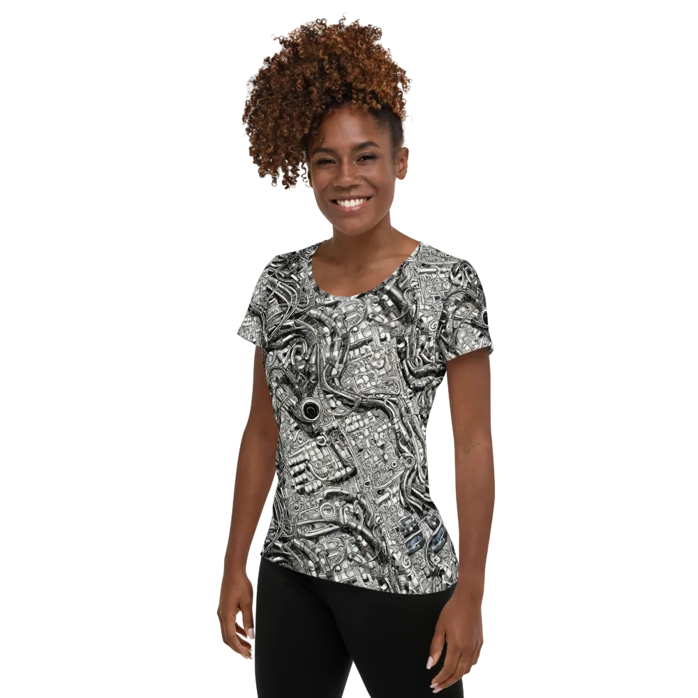 Chrome Labyrinth on Women's Athletic T-Shirt — Left