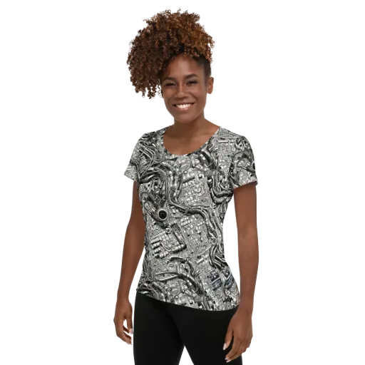 Chrome Labyrinth on a Women's Athletic T-Shirt