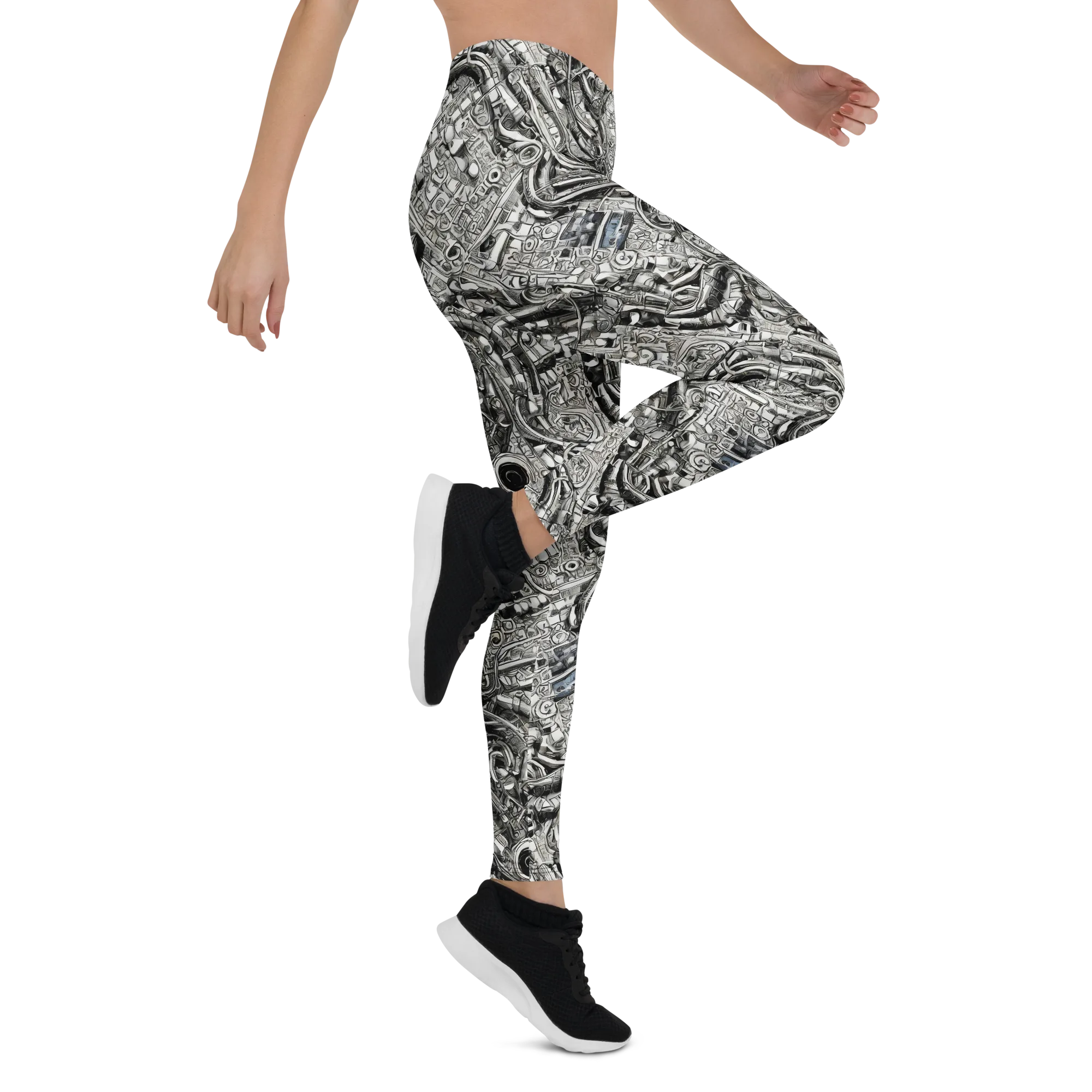 Chrome Labyrinth on Leggings — Right