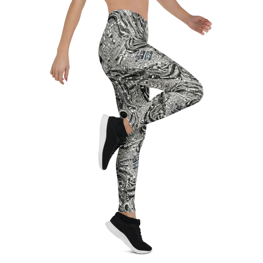 Chrome Labyrinth on Leggings — Right
